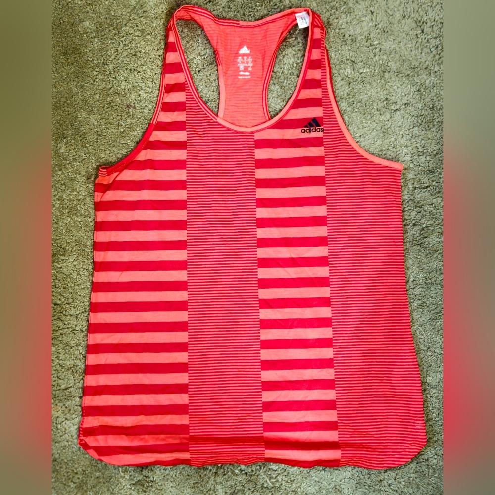 Adidas Climalite Racerback Striped Tank Top Size Medium